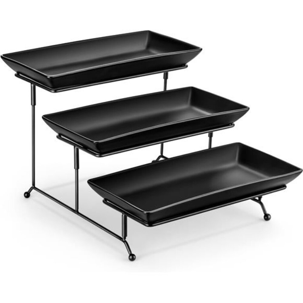 3 Tier Serving Trays for Party, Stoneware Serving Platters and Trays, 12 Inch
